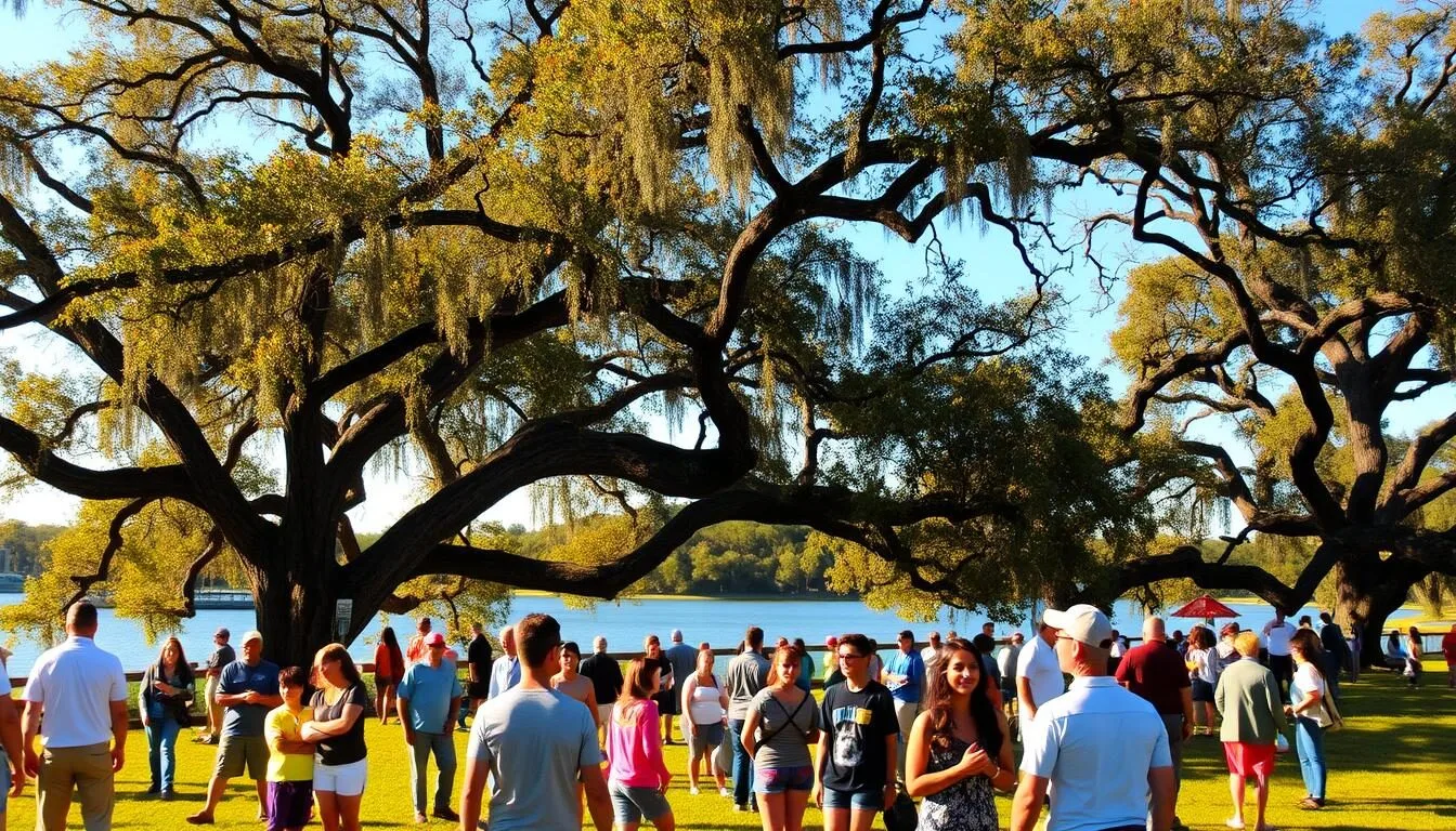 Visitors enjoying Yellow Bluff Fort Historic State Park during optimal fall weather