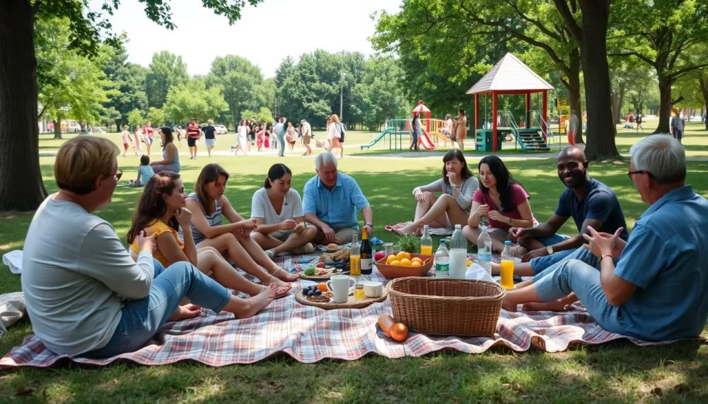 Visitors enjoying a picnic at Memorial Park in Lower Makefield Township Visitors enjoying a picnic at Memorial Park in Lower Makefield Township