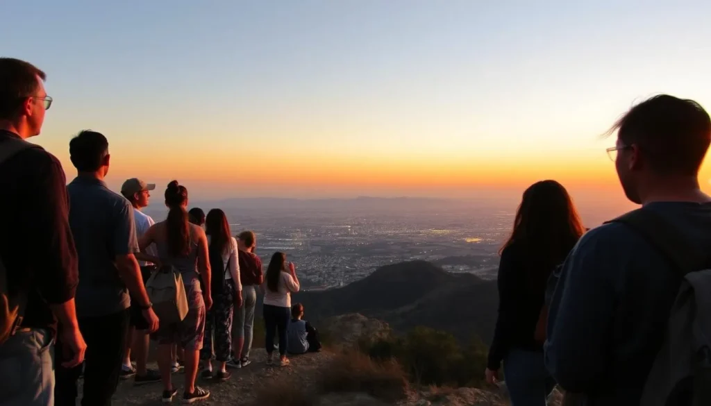 Visitors enjoying sunset views from Mount Wilson California things to do Visitors enjoying sunset views from Mount Wilson California things to do
