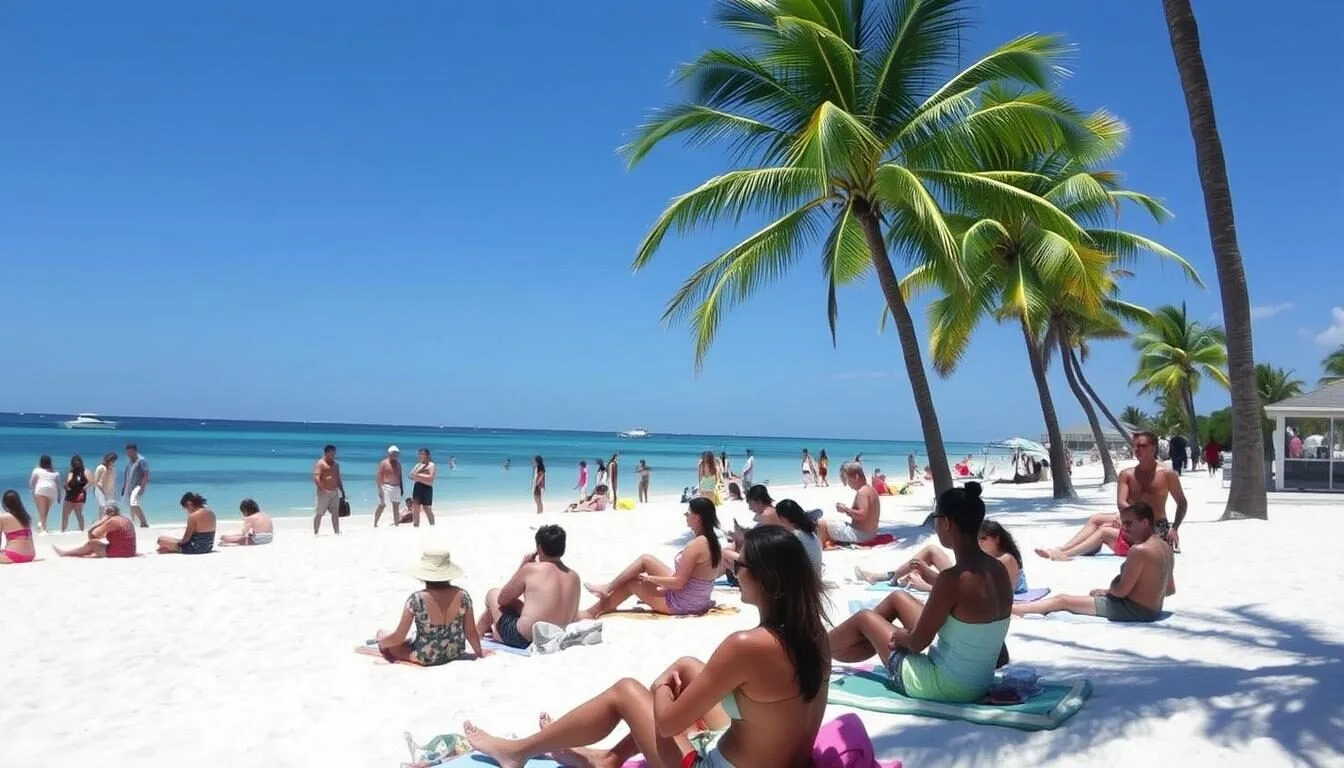 Visitors-enjoying-the-beach-at-Fort-Zachary-Taylor-Historic-State-Park-Florida-during-ideal Visitors enjoying the beach at Fort Zachary Taylor Historic State Park Florida during ideal weather conditions