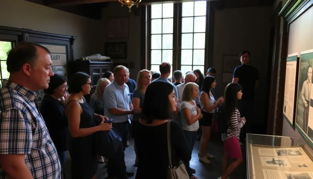 Visitors exploring exhibits at the Douglas Mansion in Jerome State Historic Park