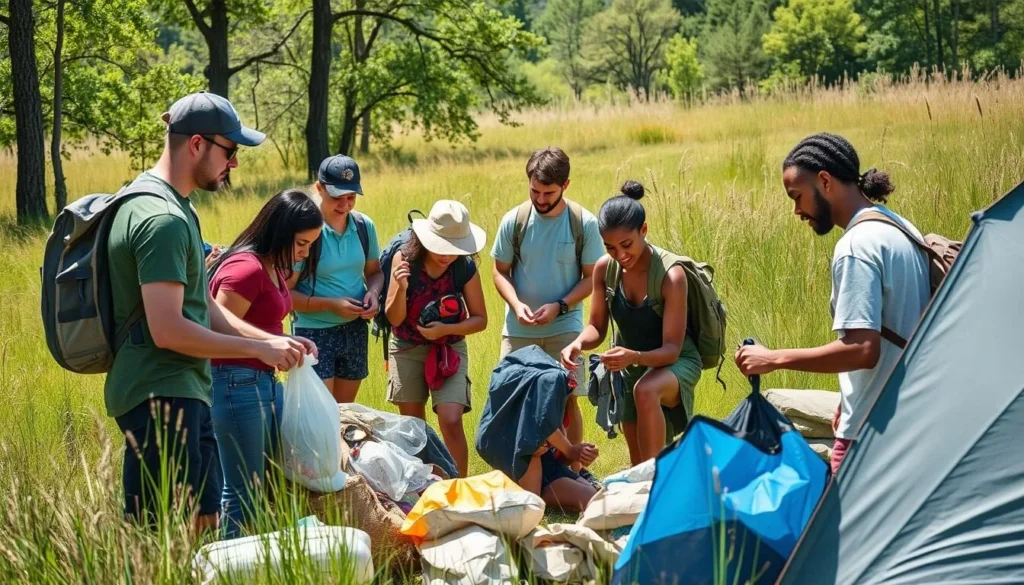 Visitors practicing Leave No Trace principles at Green River State Park Illinois Visitors practicing Leave No Trace principles at Green River State Park Illinois