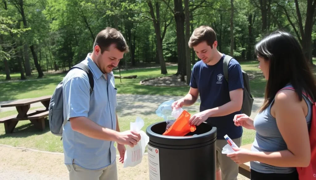 Visitors practicing Leave No Trace principles at Hidden Springs State Park Illinois Visitors practicing Leave No Trace principles at Hidden Springs State Park Illinois