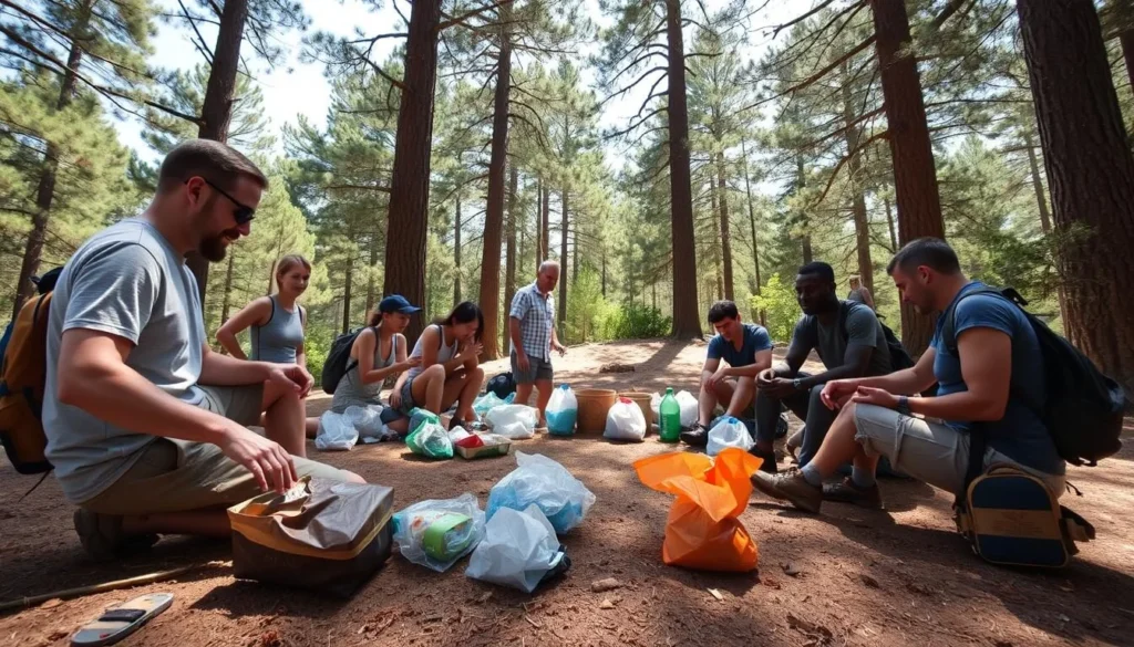 Visitors practicing Leave No Trace principles while enjoying a picnic in Palomar Mountain State Park