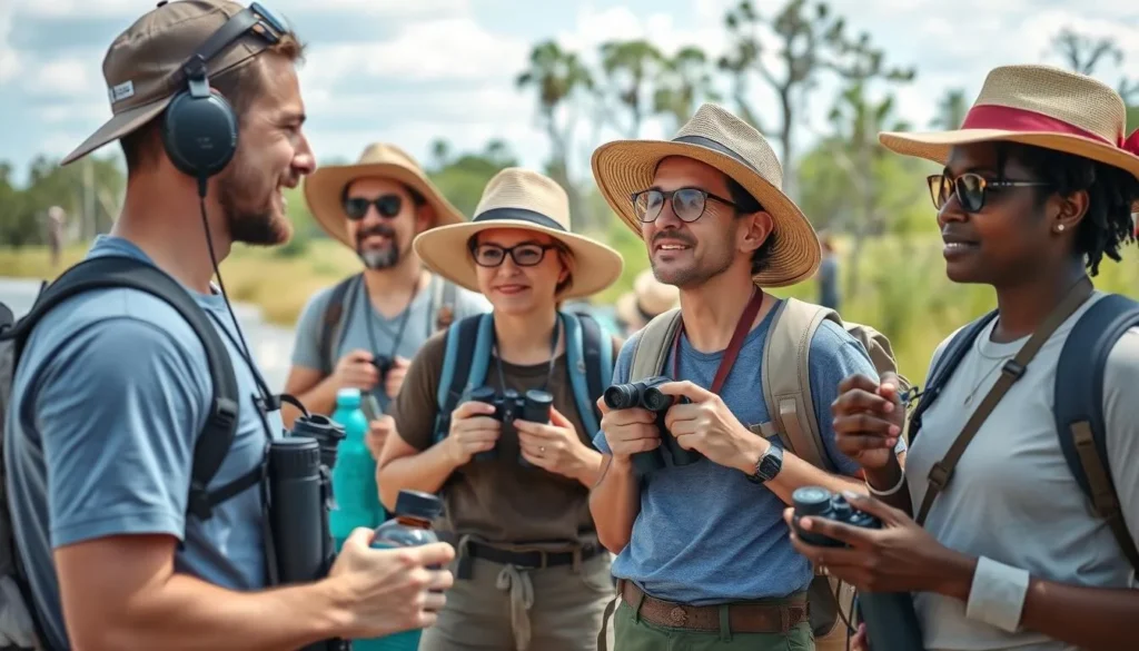 Visitors preparing for a day at Myakka River State Park with proper gear and supplies