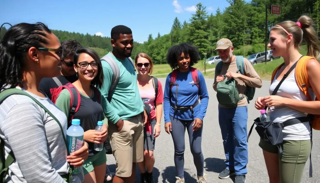 Visitors preparing for a day at Prouty Place State Park with proper gear and supplies Visitors preparing for a day at Prouty Place State Park with proper gear and supplies