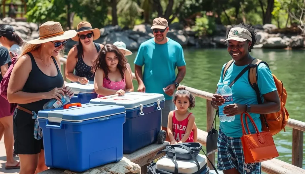 Visitors preparing for a day at Weeki Wachee Springs with proper gear Visitors preparing for a day at Weeki Wachee Springs with proper gear