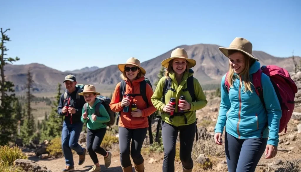 Visitors properly prepared with hiking gear exploring Mount Lassen California things to do Visitors properly prepared with hiking gear exploring Mount Lassen California things to do