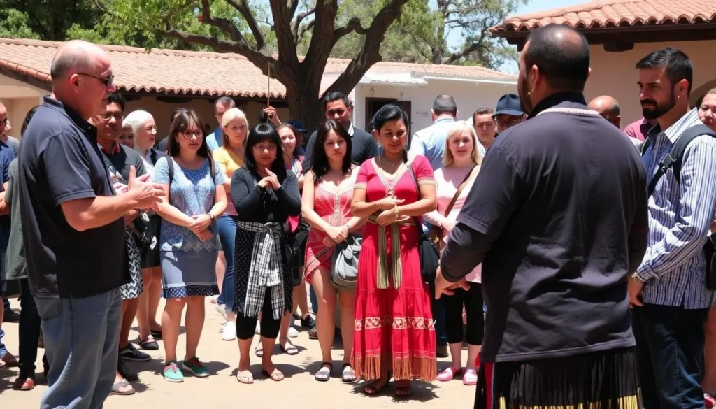 Visitors respectfully observing a cultural demonstration in Old Town San Diego State Historic Park Visitors respectfully observing a cultural demonstration in Old Town San Diego State Historic Park
