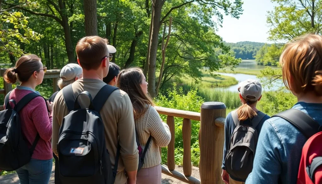 Visitors respectfully observing nature at Lacawac Sanctuary Visitors respectfully observing nature at Lacawac Sanctuary