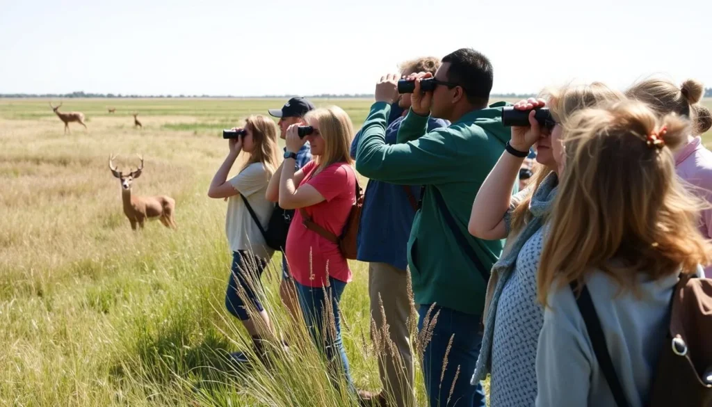 Visitors respectfully observing wildlife at Jim Edgar Panther Creek State Park from a safe distance Visitors respectfully observing wildlife at Jim Edgar Panther Creek State Park from a safe distance