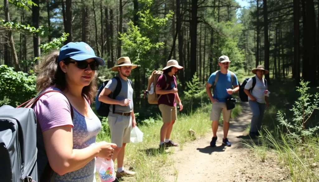 Visitors safely enjoying Franklin Creek State Park while following proper outdoor etiquette