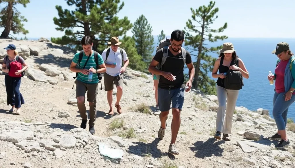 Visitors safely exploring Fannette Island while practicing Leave No Trace principles Visitors safely exploring Fannette Island while practicing Leave No Trace principles