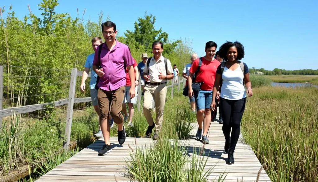 Visitors staying on designated boardwalks at Long Run Seep Nature Preserve to protect sensitive habitat