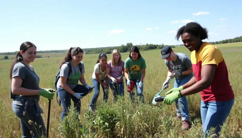 Volunteer habitat restoration work at Green River Lowlands Nature Preserve Illinois Volunteer habitat restoration work at Green River Lowlands Nature Preserve Illinois