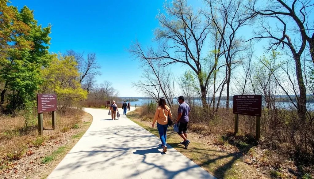 Walking path at Fort Defiance State Park Illinois leading to the river confluence viewpoint