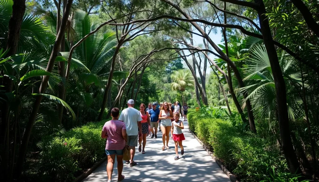 Walkway inside Weeki Wachee Springs State Park with visitors Walkway inside Weeki Wachee Springs State Park with visitors