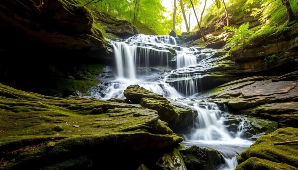 Waterfall at Ricketts Glen State Park near Lake Jean Pennsylvania Waterfall at Ricketts Glen State Park near Lake Jean Pennsylvania