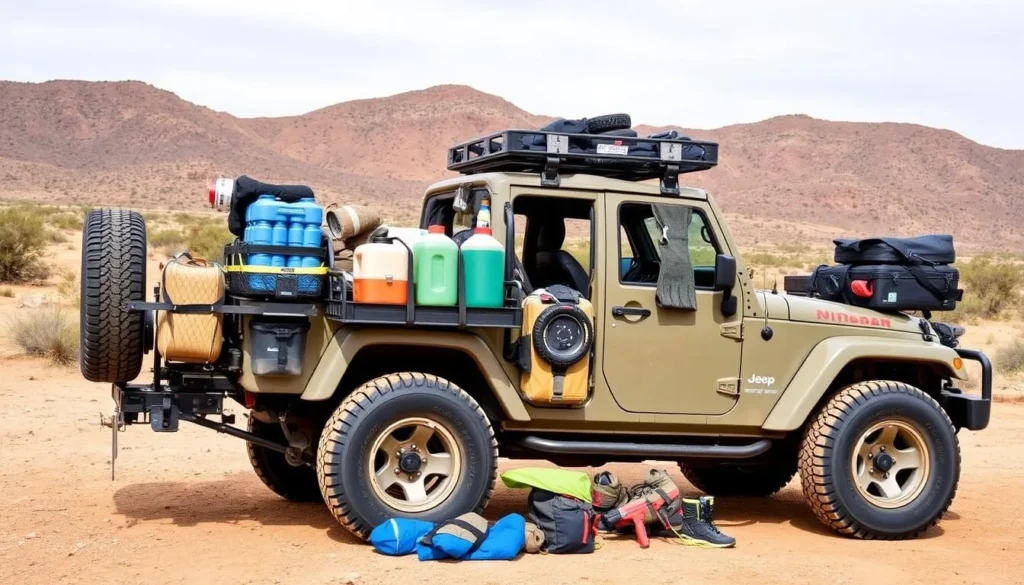 Well-equipped 4WD vehicle with desert travel supplies for Cabeza Prieta National Wildlife Refuge