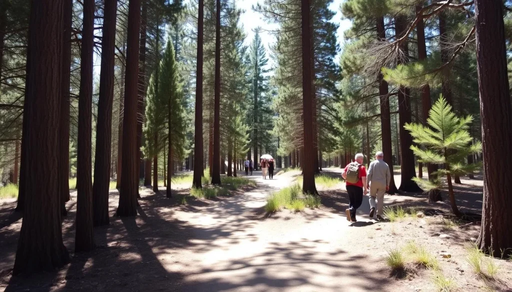 Well-maintained hiking trail through forested area of McArthur-Burney Falls Memorial State Park Well-maintained hiking trail through forested area of McArthur-Burney Falls Memorial State Park