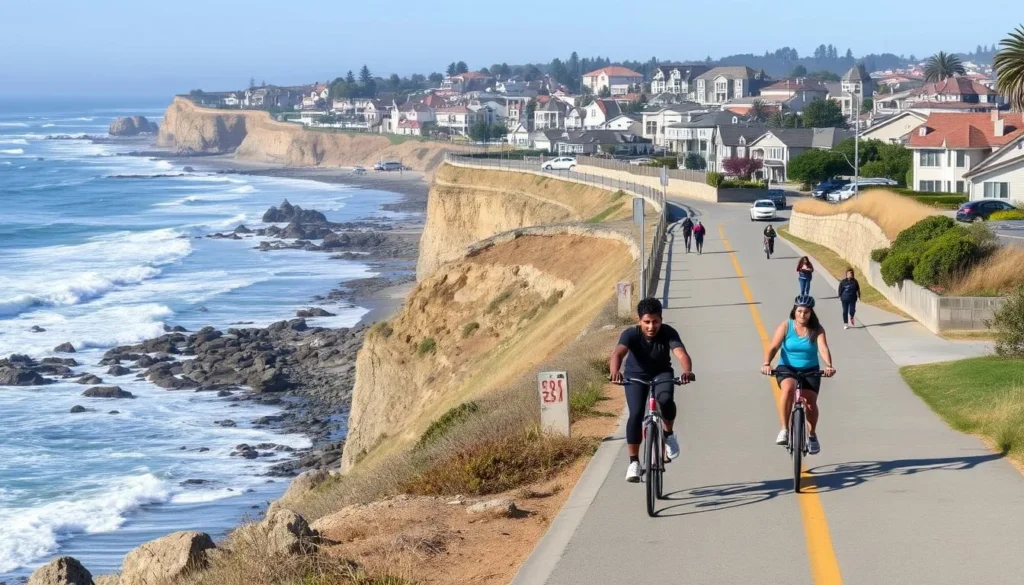 West Cliff Drive path along the coast near Natural Bridges State Beach Santa Cruz California West Cliff Drive path along the coast near Natural Bridges State Beach Santa Cruz California
