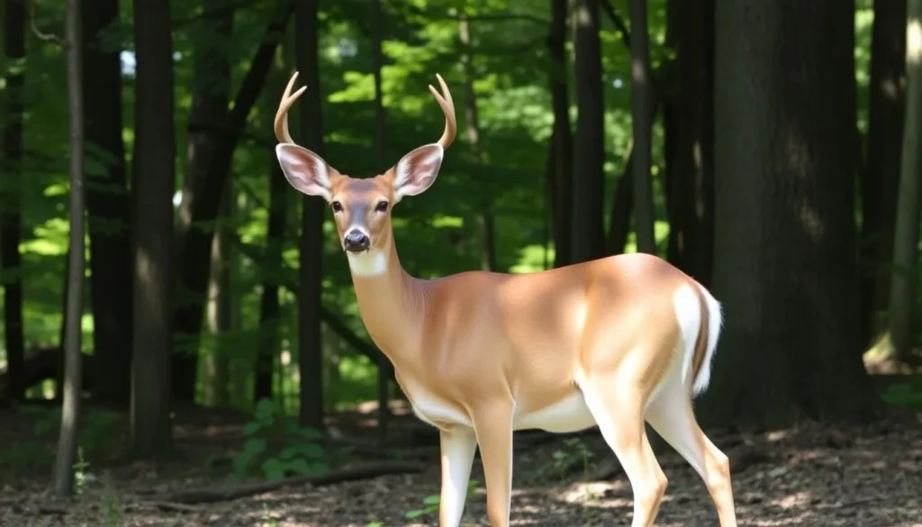 White-tailed deer at Nockamixon State Park in natural forest setting White-tailed deer at Nockamixon State Park in natural forest setting
