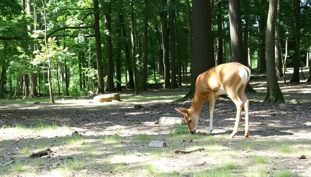 White-tailed deer grazing in a forest clearing at Wes Skiles Peacock Springs State Park Florida White-tailed deer grazing in a forest clearing at Wes Skiles Peacock Springs State Park Florida