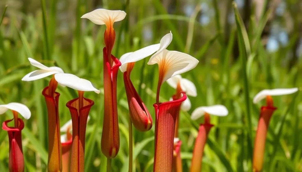 White-topped pitcher plants in bloom at Tarkiln Bayou Preserve State Park Florida during spring White-topped pitcher plants in bloom at Tarkiln Bayou Preserve State Park Florida during spring