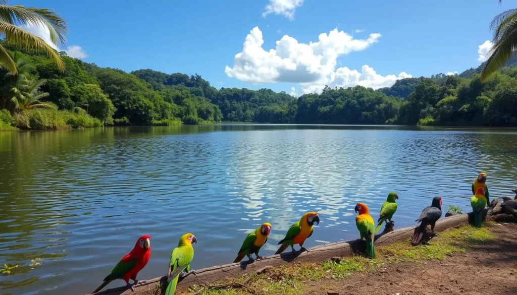 Wildlife viewing at Lake Amuku showing diverse bird species Wildlife viewing at Lake Amuku showing diverse bird species