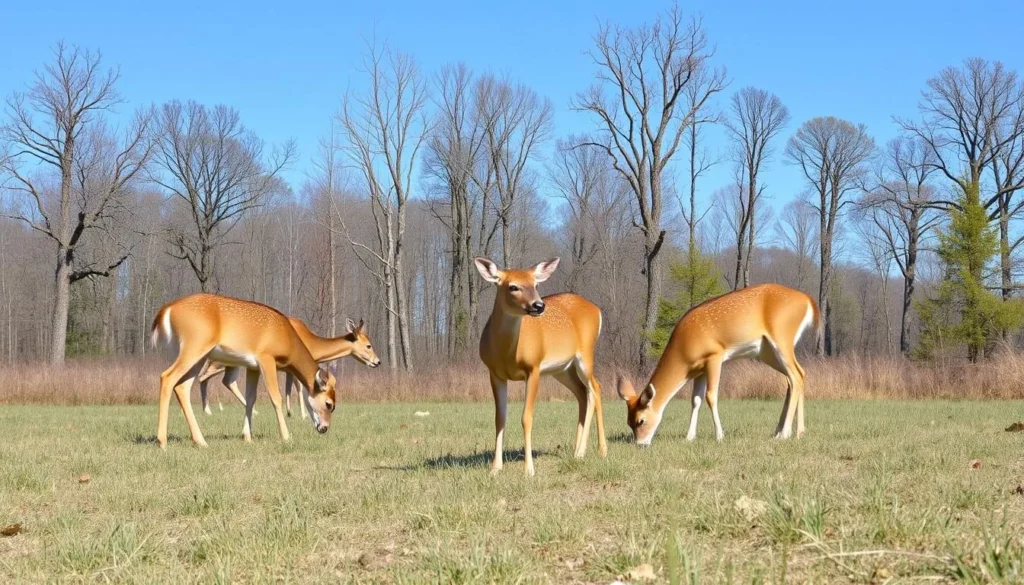 Wildlife viewing at Ryerson Station State Park showing deer in natural habitat Wildlife viewing at Ryerson Station State Park showing deer in natural habitat