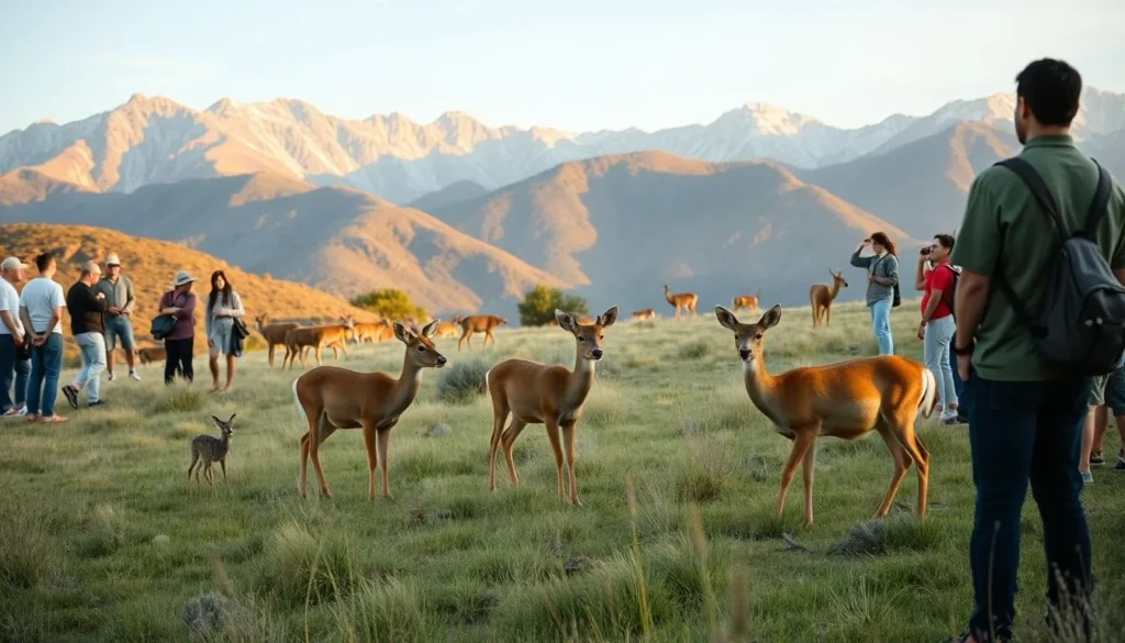 Wildlife viewing in Mount San Jacinto State Park showing deer in a mountain meadow Wildlife viewing in Mount San Jacinto State Park showing deer in a mountain meadow