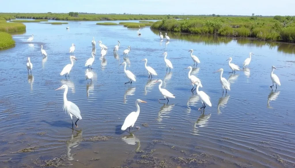 Wildlife viewing in Waccasassa Bay Preserve State Park showing wading birds Wildlife viewing in Waccasassa Bay Preserve State Park showing wading birds