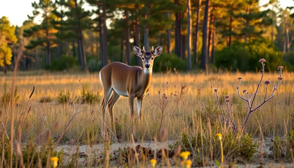 Wildlife viewing of deer at St. Marks River Preserve State Park Florida
