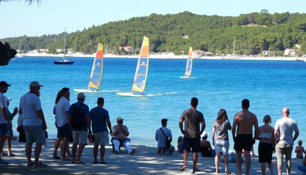 Windsurfing near Zlatni Rat beach in Bol Croatia