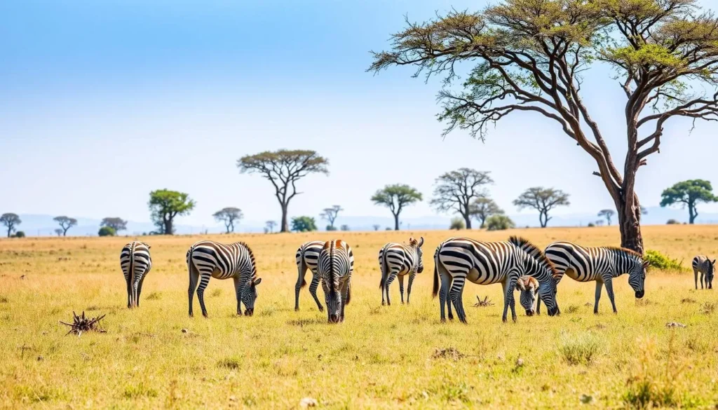 Zebras grazing in the plains of Nechisar National Park