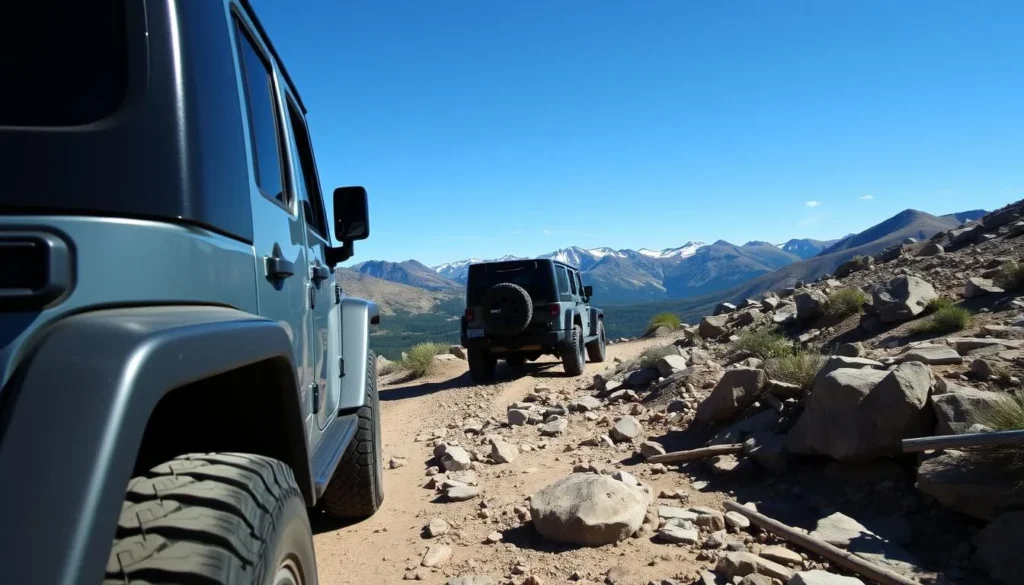 4x4 vehicle navigating rocky terrain on Black Bear Pass Road Colorado 4x4 vehicle navigating rocky terrain on Black Bear Pass Road Colorado