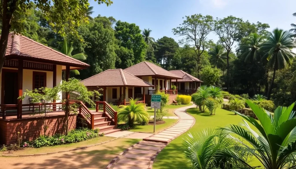 A beautiful eco-resort in Odisha with traditional architecture and natural surroundings