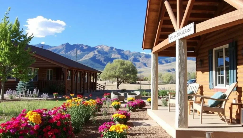 A charming bed and breakfast in La Veta with mountain views in the background