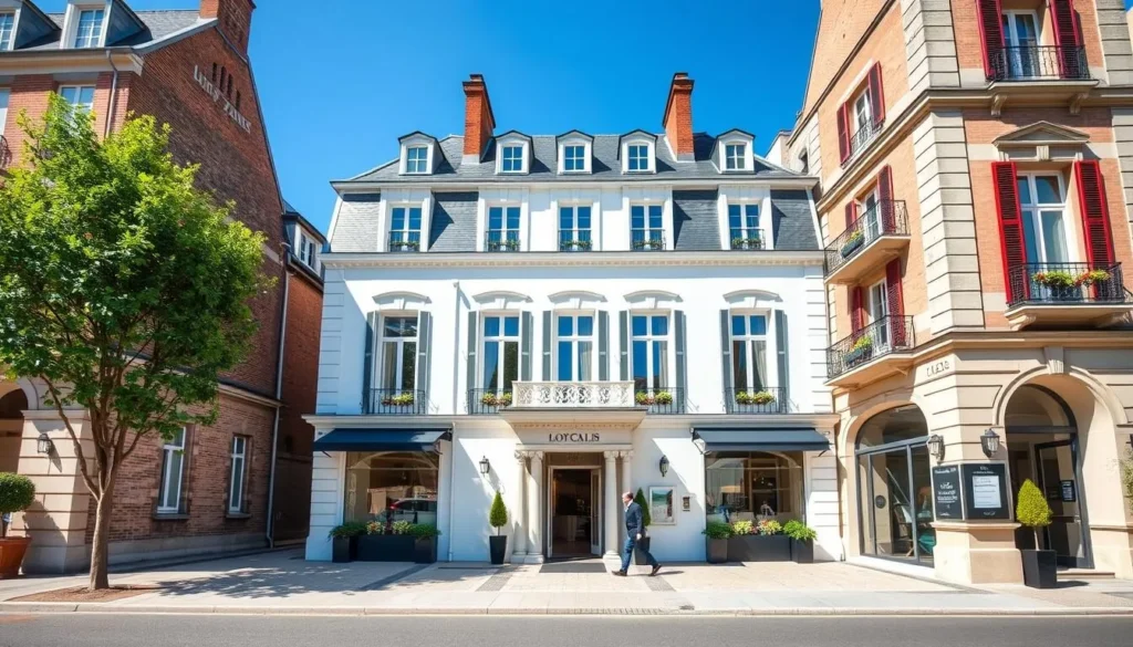 A charming boutique hotel in Calais with elegant facade and welcoming entrance