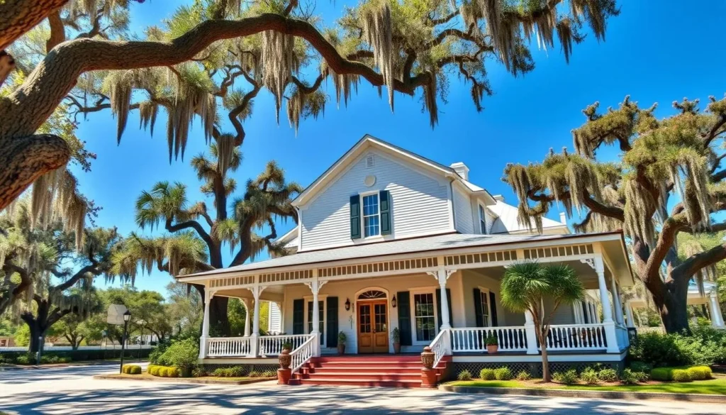 A historic bed and breakfast near Highland Road with Southern architecture A historic bed and breakfast near Highland Road with Southern architecture