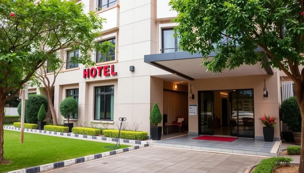 A luxury hotel in Ranchi with modern architecture and landscaped gardens