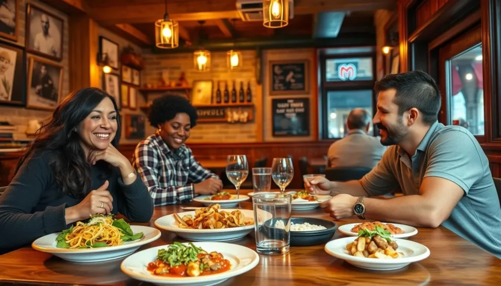 A restaurant in downtown Wilkes-Barre serving local cuisine with diners enjoying their meals