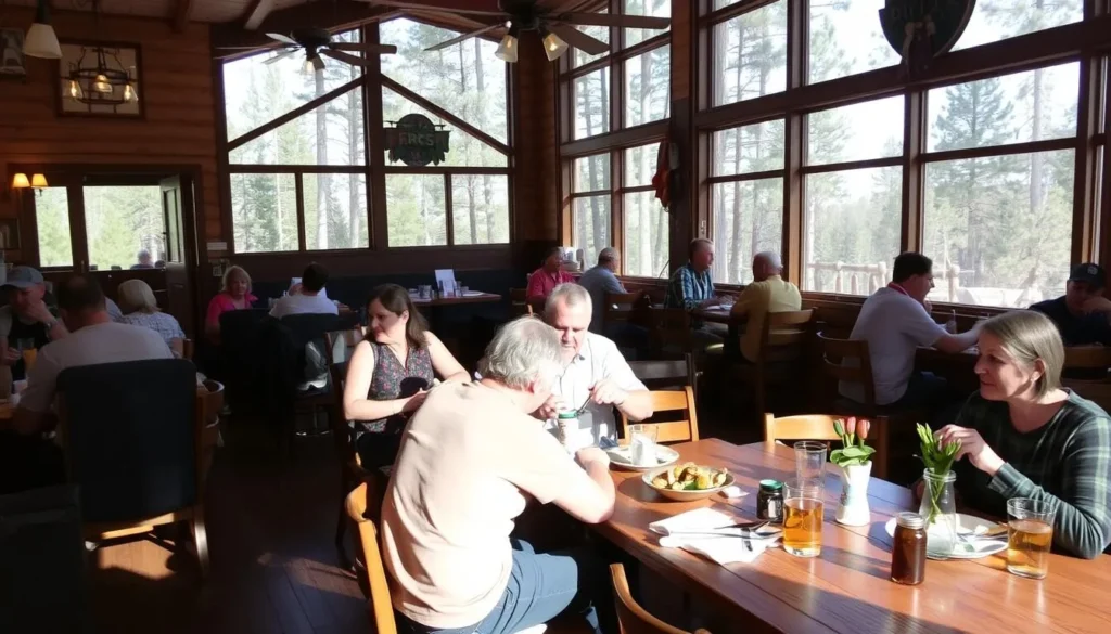 A rustic restaurant in Payson serving traditional Arizona cuisine with pine forest views A rustic restaurant in Payson serving traditional Arizona cuisine with pine forest views
