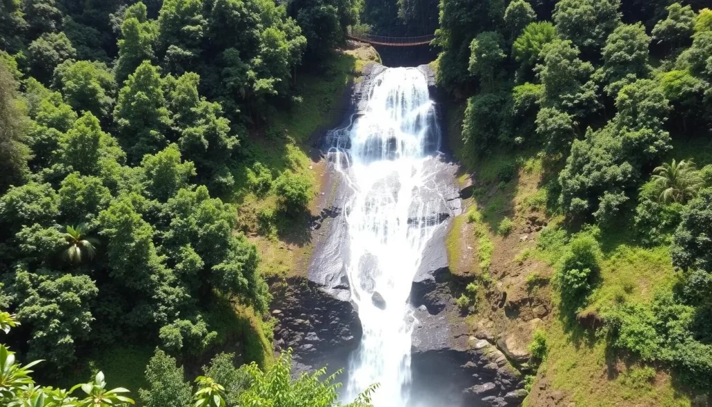 Abbey Falls in Madikeri with cascading water surrounded by lush greenery