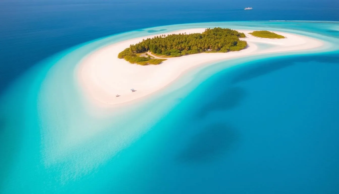 Aerial-view-of-Lakshadweeps-turquoise-lagoons-surrounding-white-sandy-beaches-with-palm-trees Aerial view of Lakshadweep's turquoise lagoons surrounding white sandy beaches with palm trees