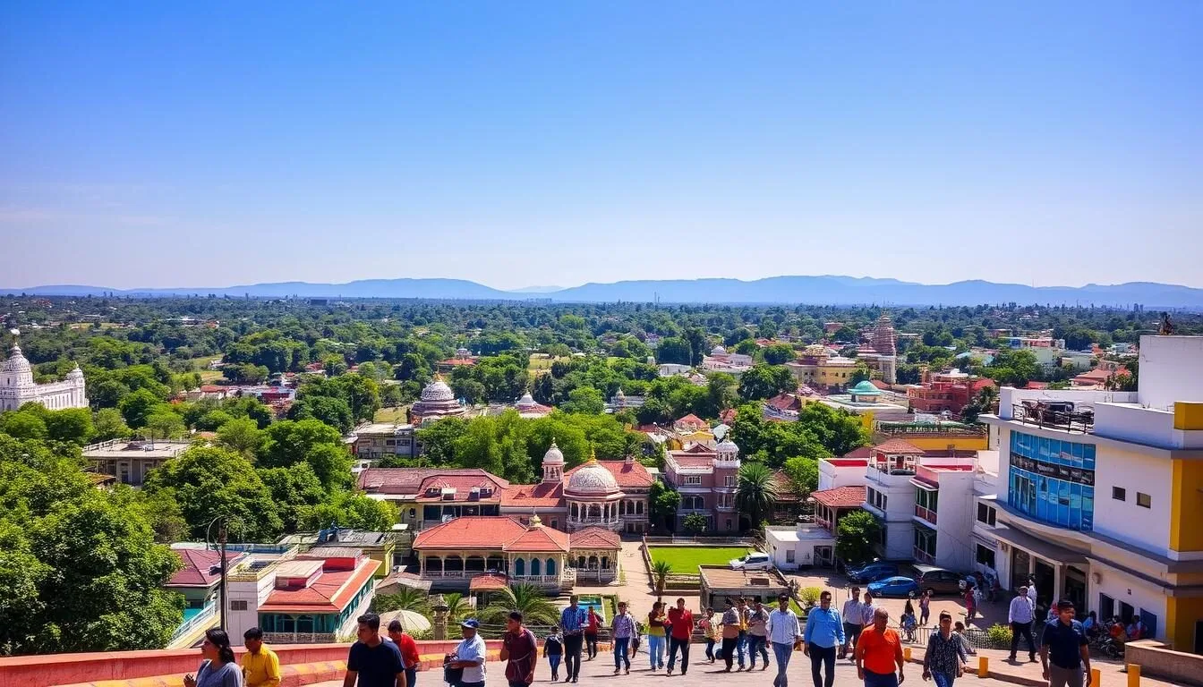 Aerial view of Mysuru city showing its beautiful landscape and architecture