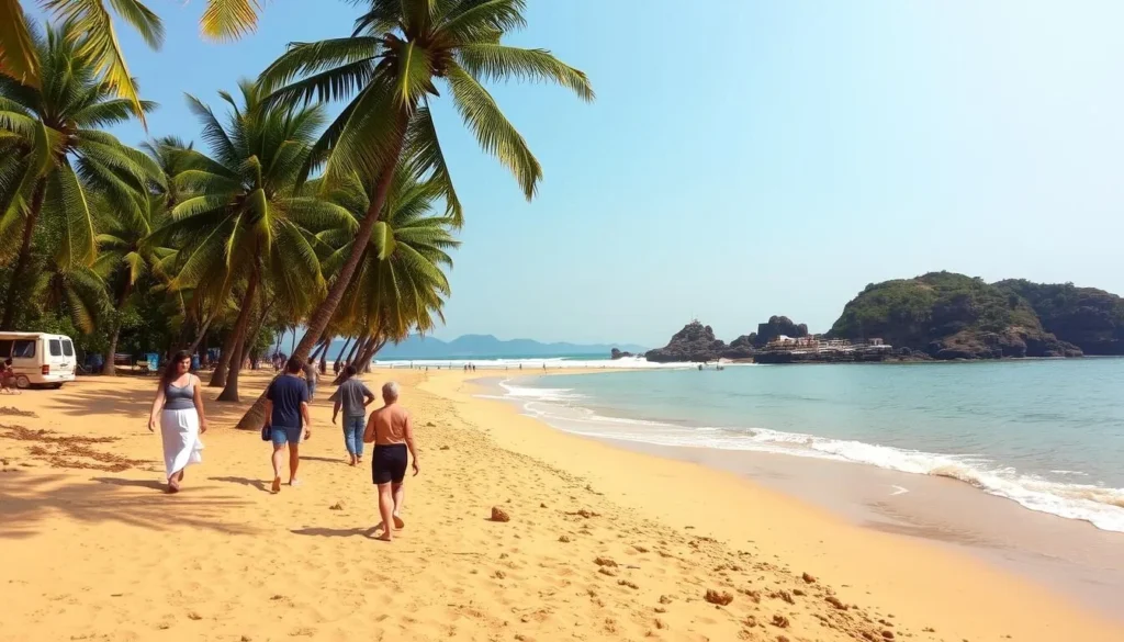 Aerial view of Om Beach showing its distinctive Om shape formed by the coastline