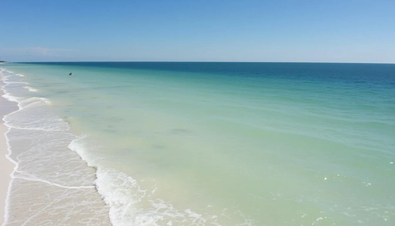Aerial view of Timbalier Island's pristine coastline with emerald waters and sandy beaches