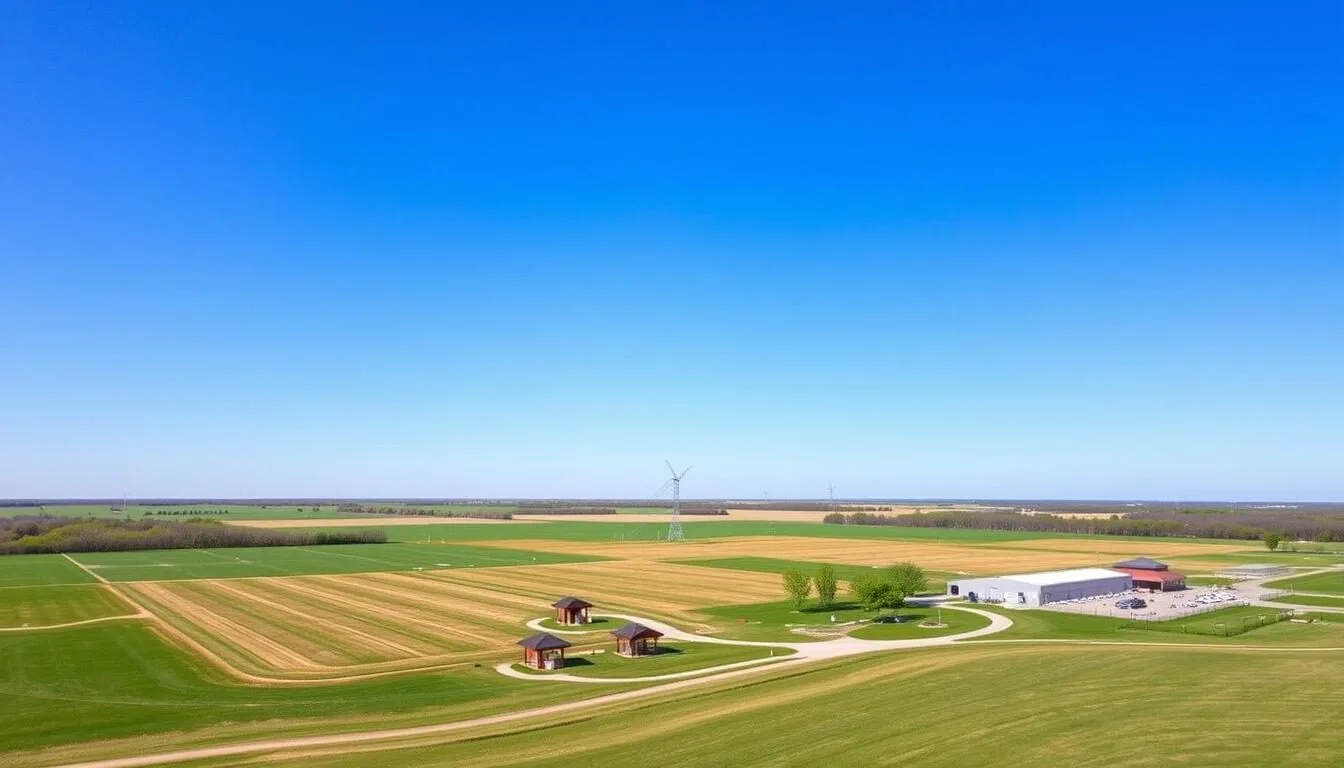 Aerial view of the World Shooting and Recreational Complex State Park Illinois showing the vast shooting ranges and recreational areas