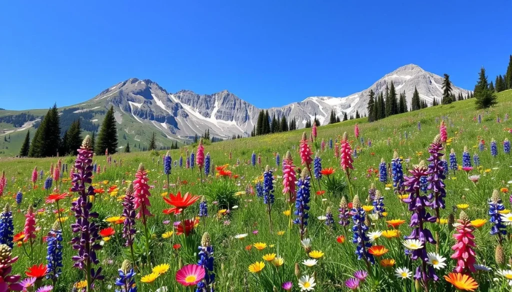 Alpine wildflowers with mountain backdrop near Conundrum Hot Springs Colorado Alpine wildflowers with mountain backdrop near Conundrum Hot Springs Colorado